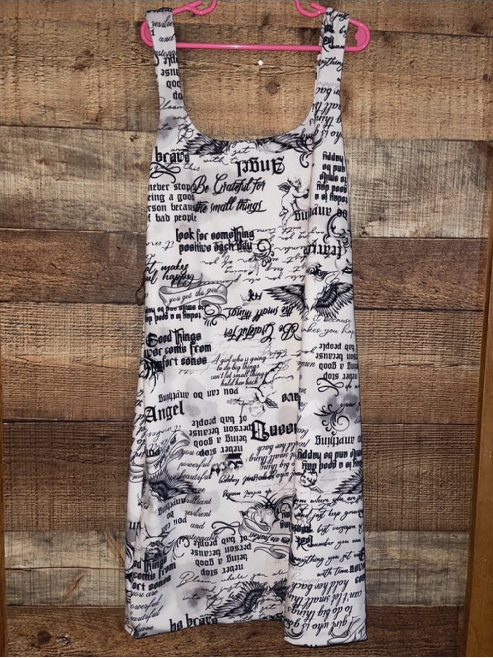 No Boundaries White Tank Dress with Black Script Print